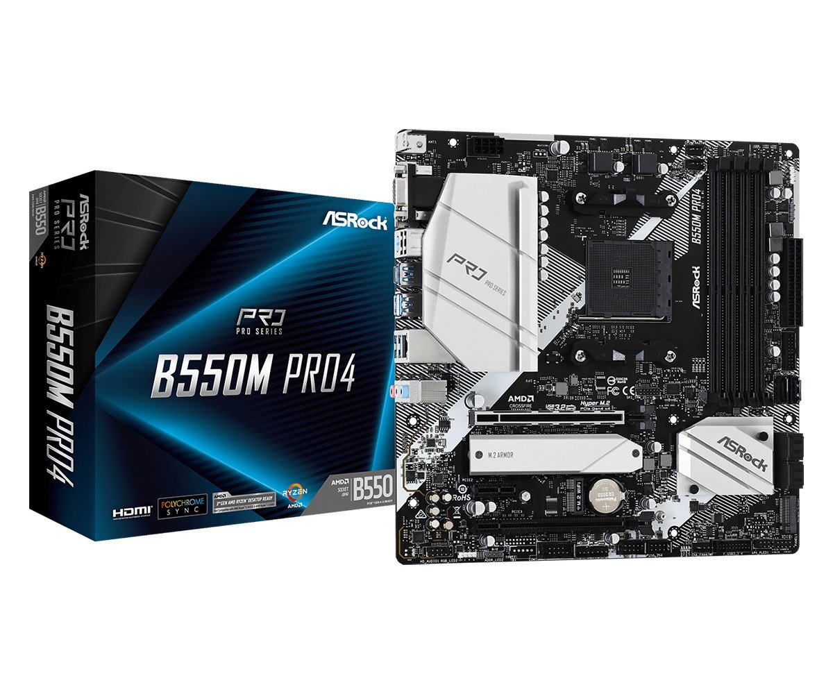 ASRock 90-MXBDK0-A0UAYZ Carte mere B550M Pro4 avec support AMD Ryzen
