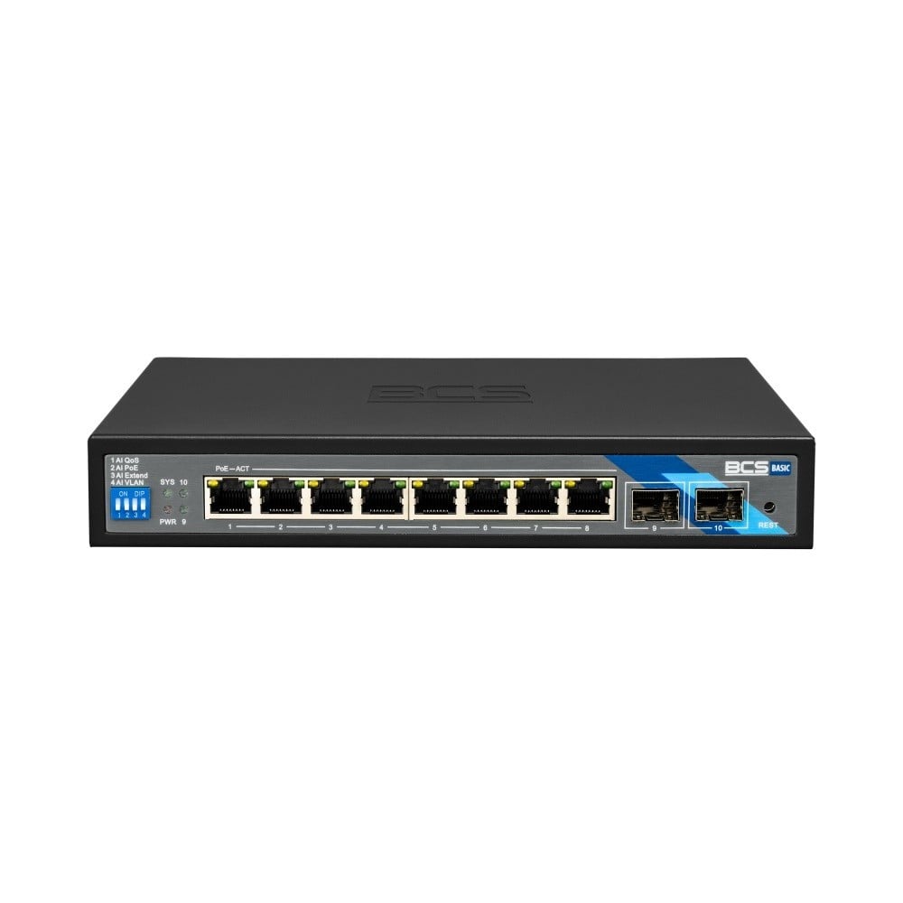 BCS BCS-B-SP08G-2SFP Commutateur PoE 8 Ports 1Gbps avec SFP et puissance de 96W