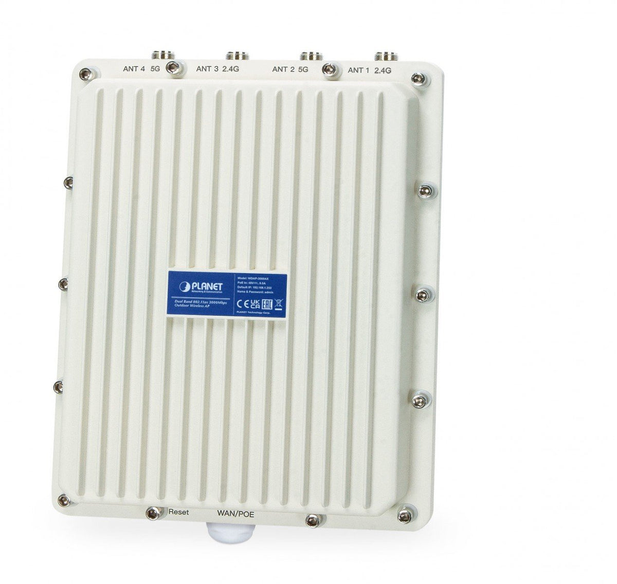 PLANET IP67 Wi-Fi 6 802.11ax, Dual 2400 Mbit/s Aluminium Connexion Ethernet, supportant l'alimentation via ce port (PoE)