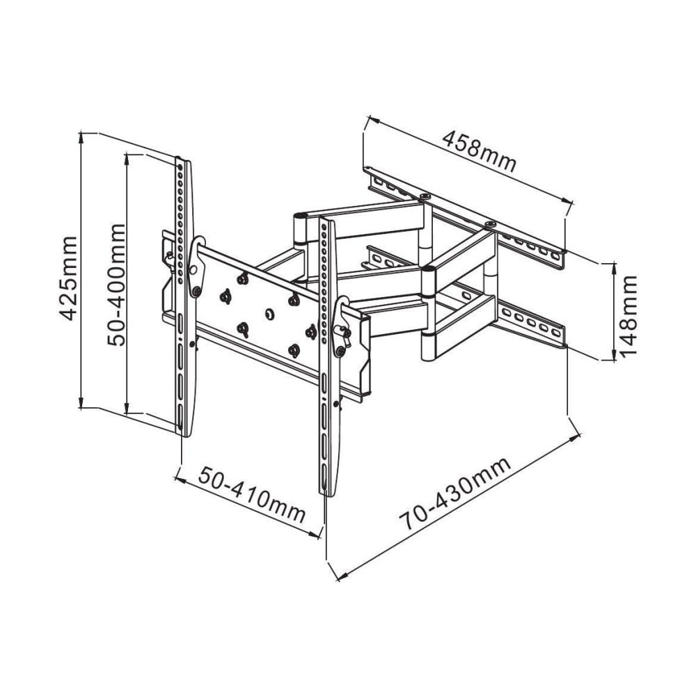 "Techly ICA-PLB 147M Support mural pour TV 23-55"" LED/LCD 70kg pivotant inclinable"