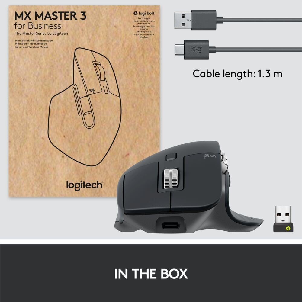 LOGITECH Master Series MX Master 3S for Business Mouse ergonomic right-handed optical 7 buttons wireless Bluetooth