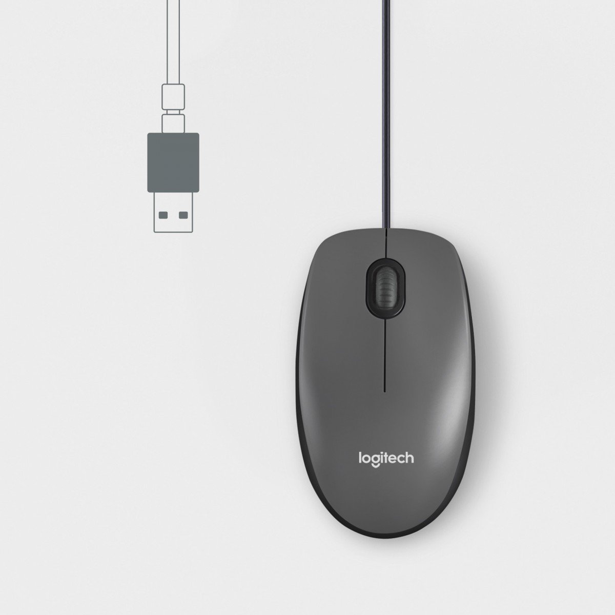 LOGITECH M100 Mouse full size right and left-handed optical 3 buttons wired USB black