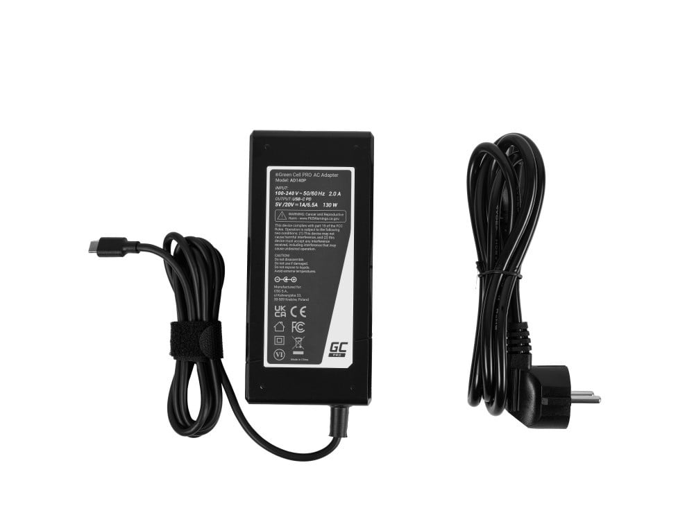 Green Cell AD140P Adaptateur PRO USB-C 130W pour ordinateurs portables, tablettes, téléphones