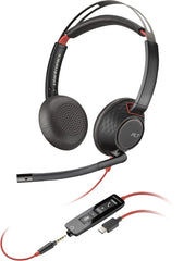 POLY Blackwire C5220 USB-C Headset +Inline Cable Avec fil Arceau Bureau/Centre d'appels USB Type-C Noir