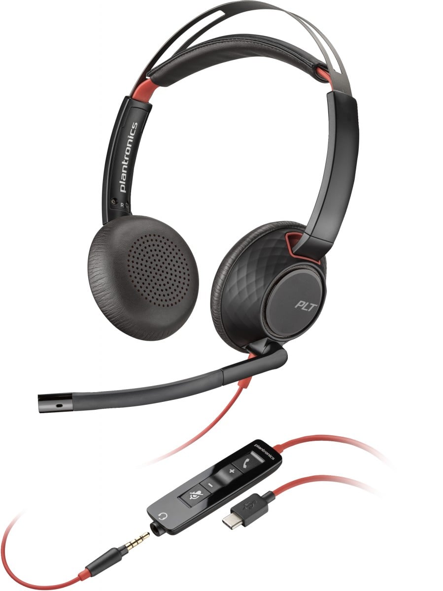 POLY Blackwire C5220 USB-C Headset +Inline Cable Avec fil Arceau Bureau/Centre d'appels USB Type-C Noir