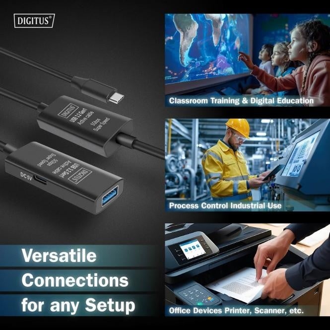 Câble d'extension actif, USB 3.2 5Gbps, USB-C - USB-A, 10m