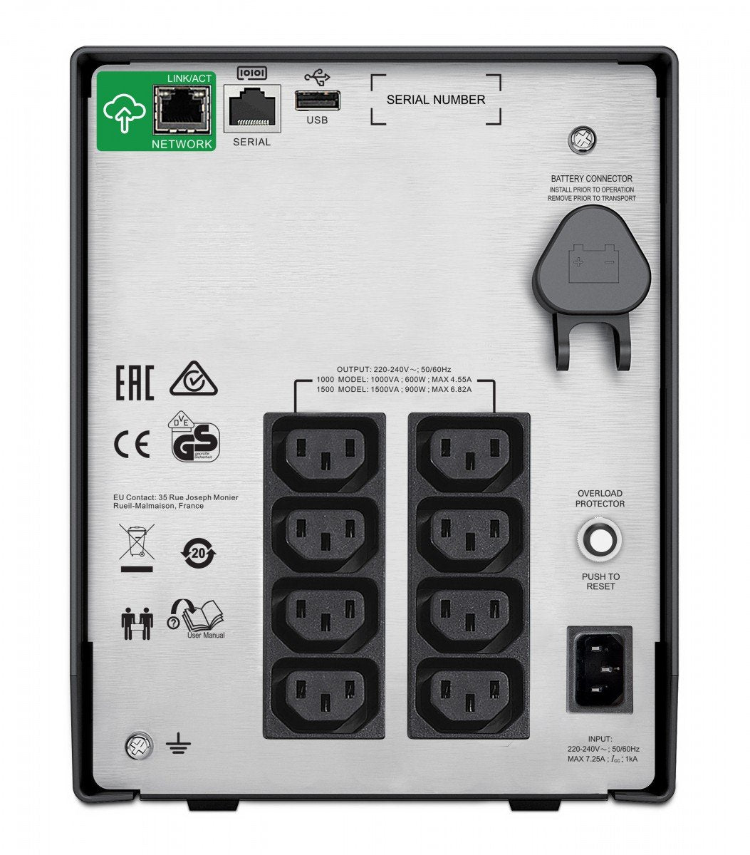 APC Smart-UPS SMC1000IC UPS AC 220/230/240V 600Watt 1000VA USB output connectors 8 Black