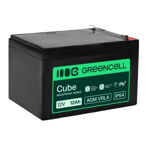 Batterie sans entretien Green Cell AGM VRLA 12V 12Ah pour caisses enregistreuses, jouets, caméras (151x98.5x95mm)