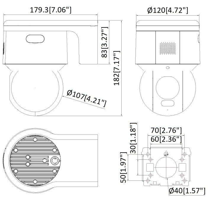 Hikvision DS-2DE3A400BW-DE(F1)(T5) Caméra réseau Mini PT dôme 4 MP 3 pouces ColorVu