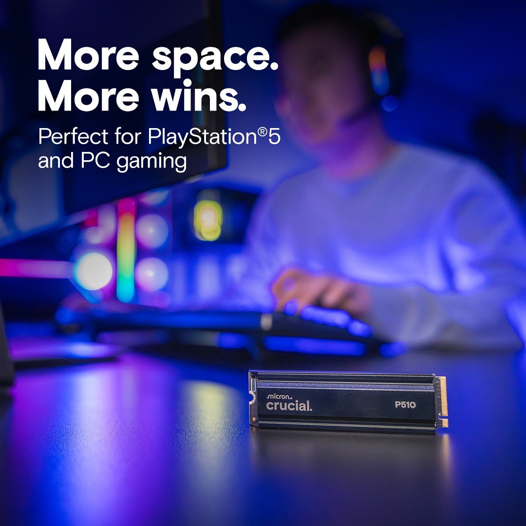 Crucial P510 1TB NVMe SSD w/heatsink