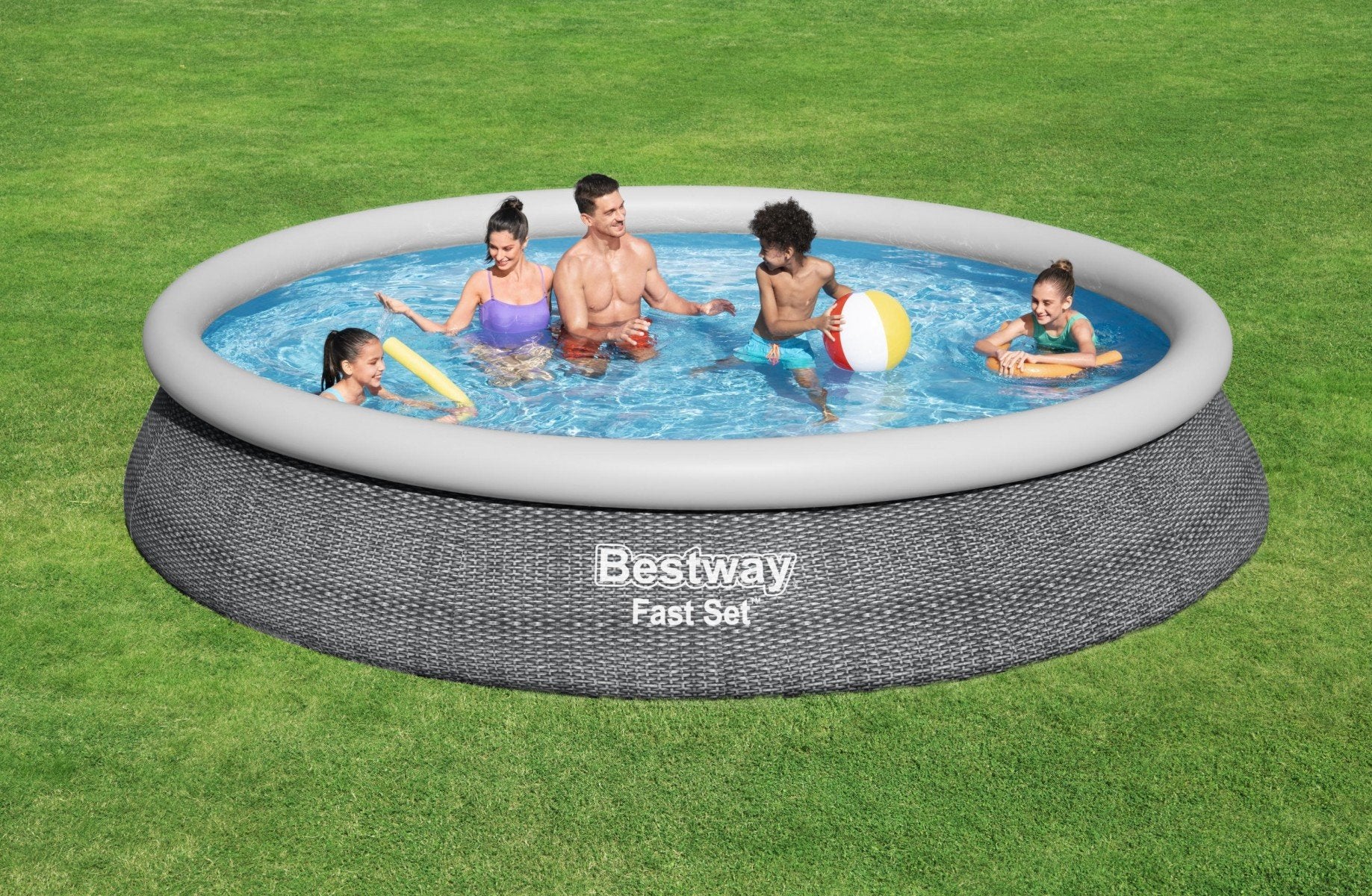 Bestway Fast Set 57313 piscine hors sol Rond 9677 L Gris