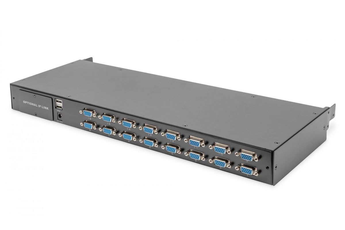 Console KVM modulaire 19'' HD TFT, 16 ports VGA, pavé tactile, clavier GE, noir