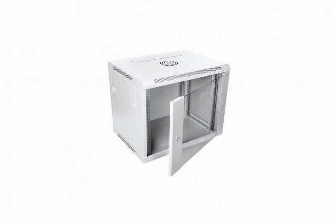 "Digitus DN-W19 09U/600 Armoire réseau murale 19"" 9U rack 600x600, porte en verre, gris, a section unique, assemblée, 60kg"