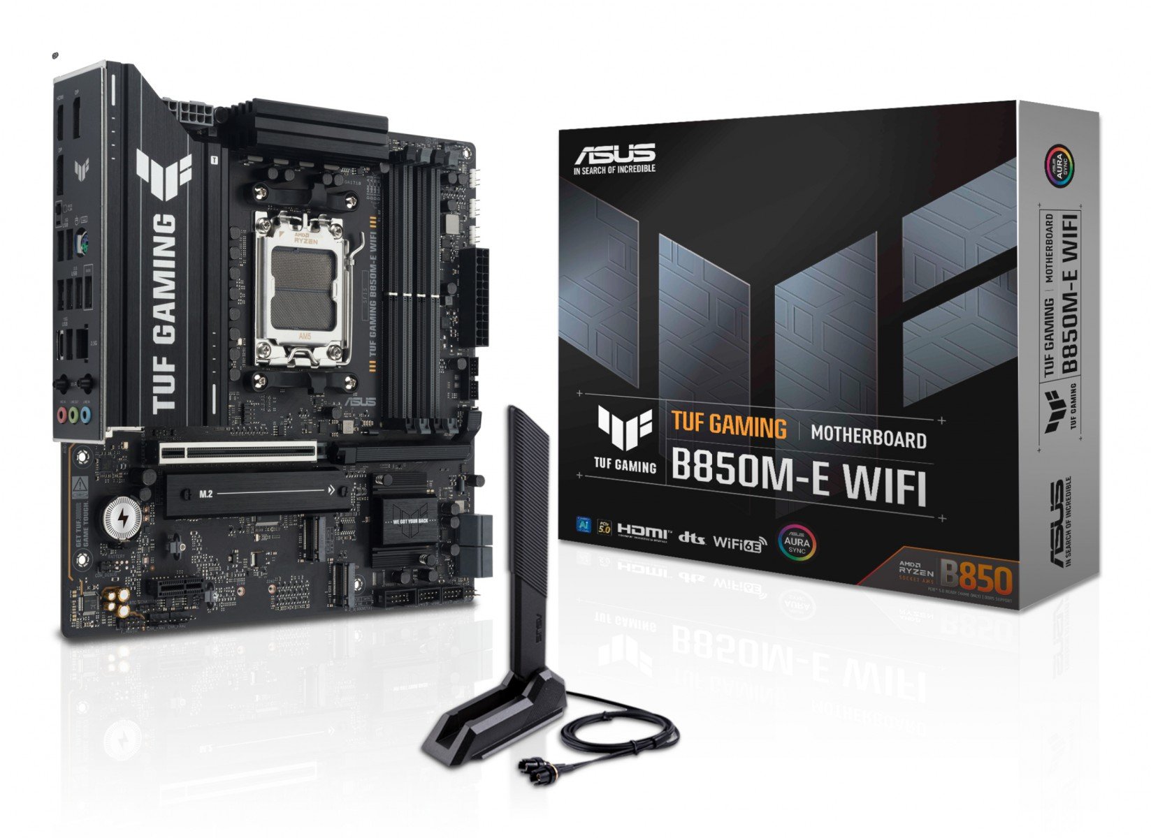 ASUS TUF GAMING B850M-E WIFI AMD AM5 mATX motherboard 4xDDR5 PCIe 5.0 3xM.2 1xHDMI 1xDisplayPort 4xSATA