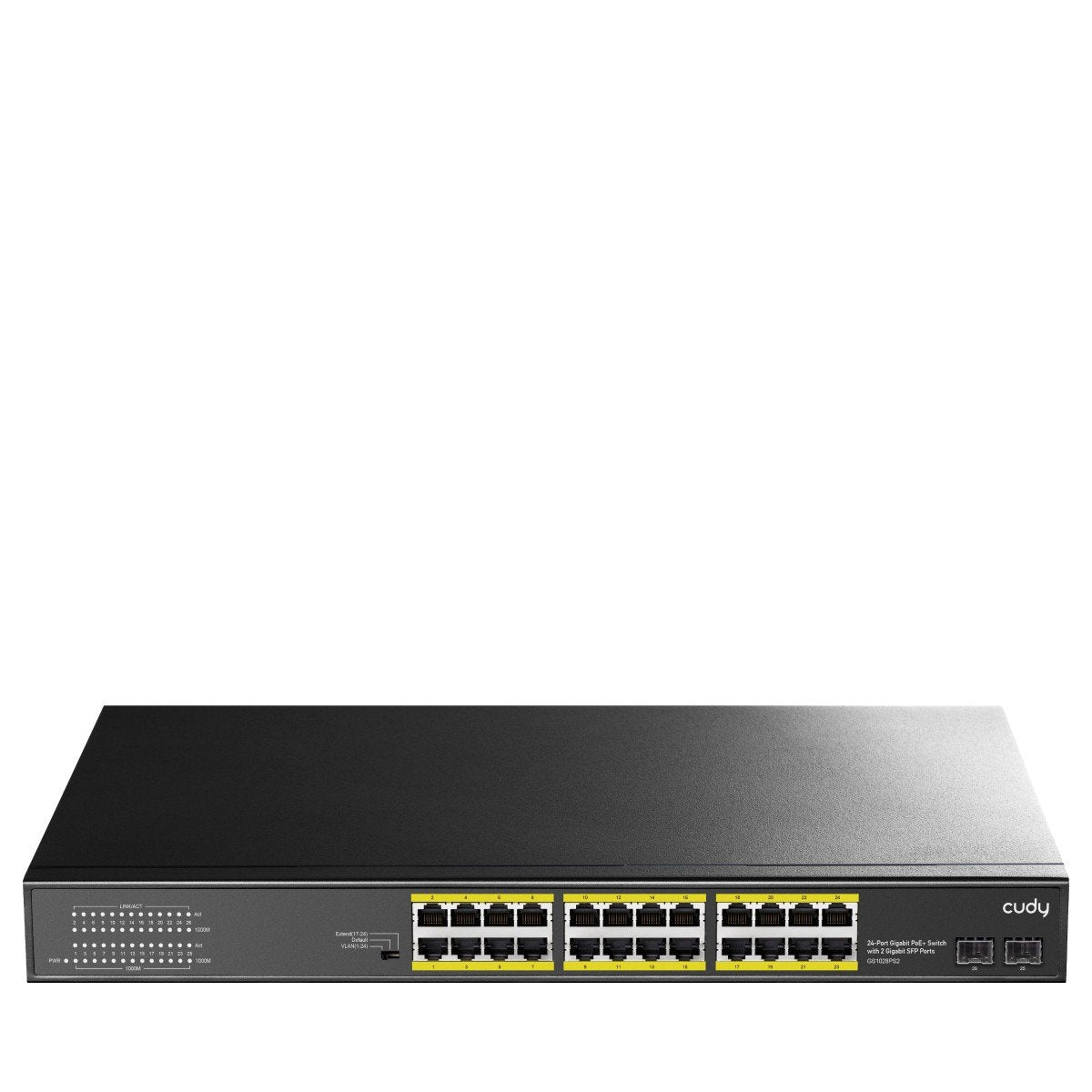 Cudy GS1028PS2 commutateur réseau Gigabit Ethernet (10/100/1000) Connexion Ethernet, supportant l'alimentation via ce port (PoE) Noir