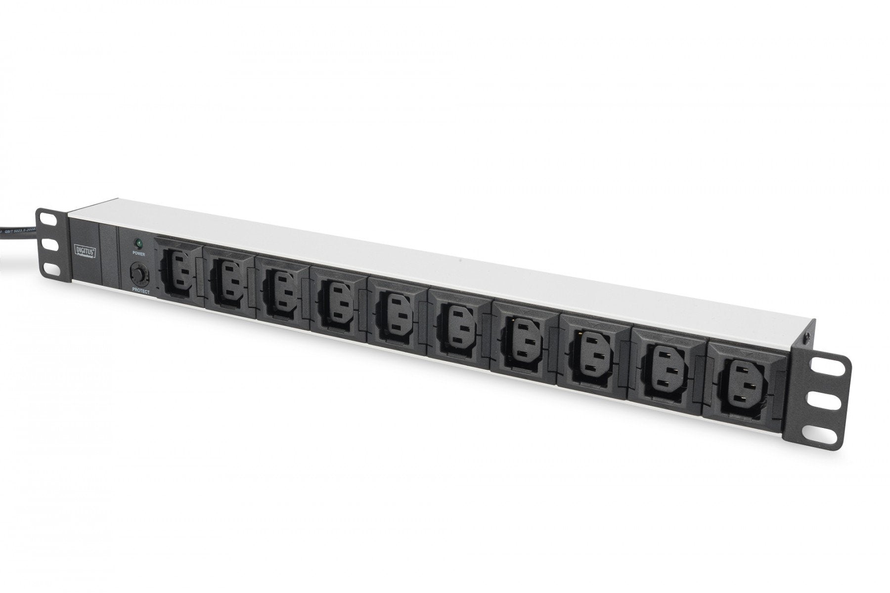 Digitus Bloc multiprise avec profilé en aluminium, 10 sorties, connecteur IEC C14 pour câble d’alimentation de 2 m