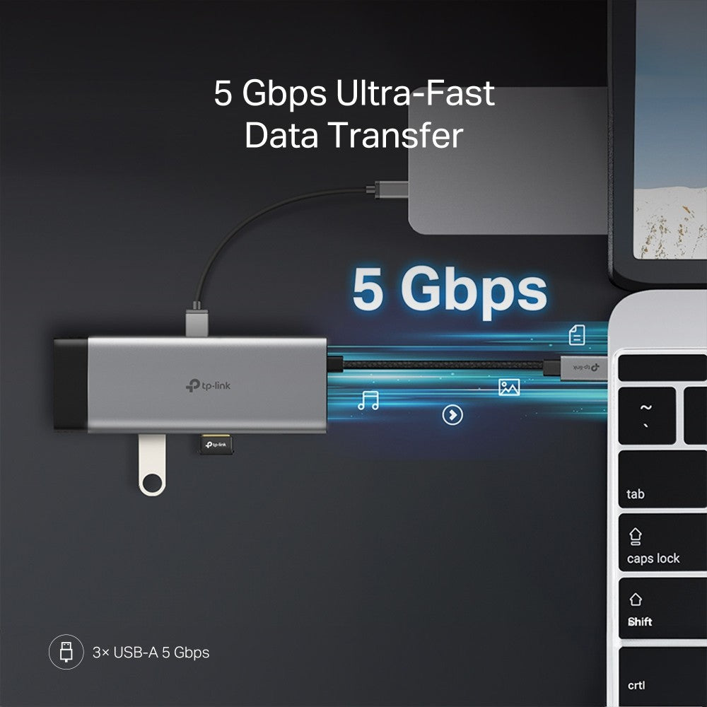 TP-Link UH7021C hub & concentrateur USB Type-C 5000 Mbit/s Aluminium, Noir
