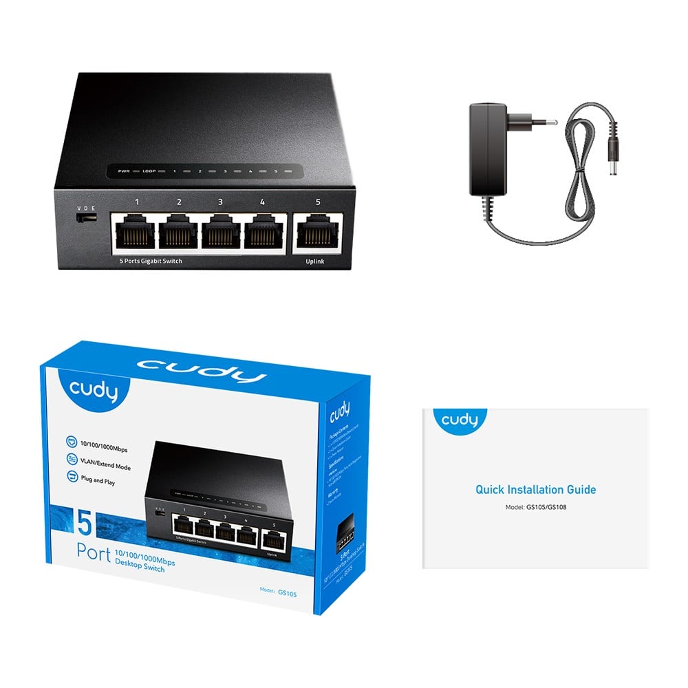 Cudy GS105 commutateur réseau Non-géré Gigabit Ethernet (10/100/1000) Noir