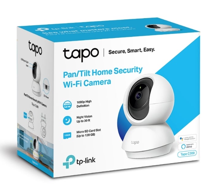 TP-LINK Pan/Tilt Home Security WiFi Camera Day/Night view 1080p FHD Micro SD card storage Up to 128Go H.264 Video 360/114 view angle