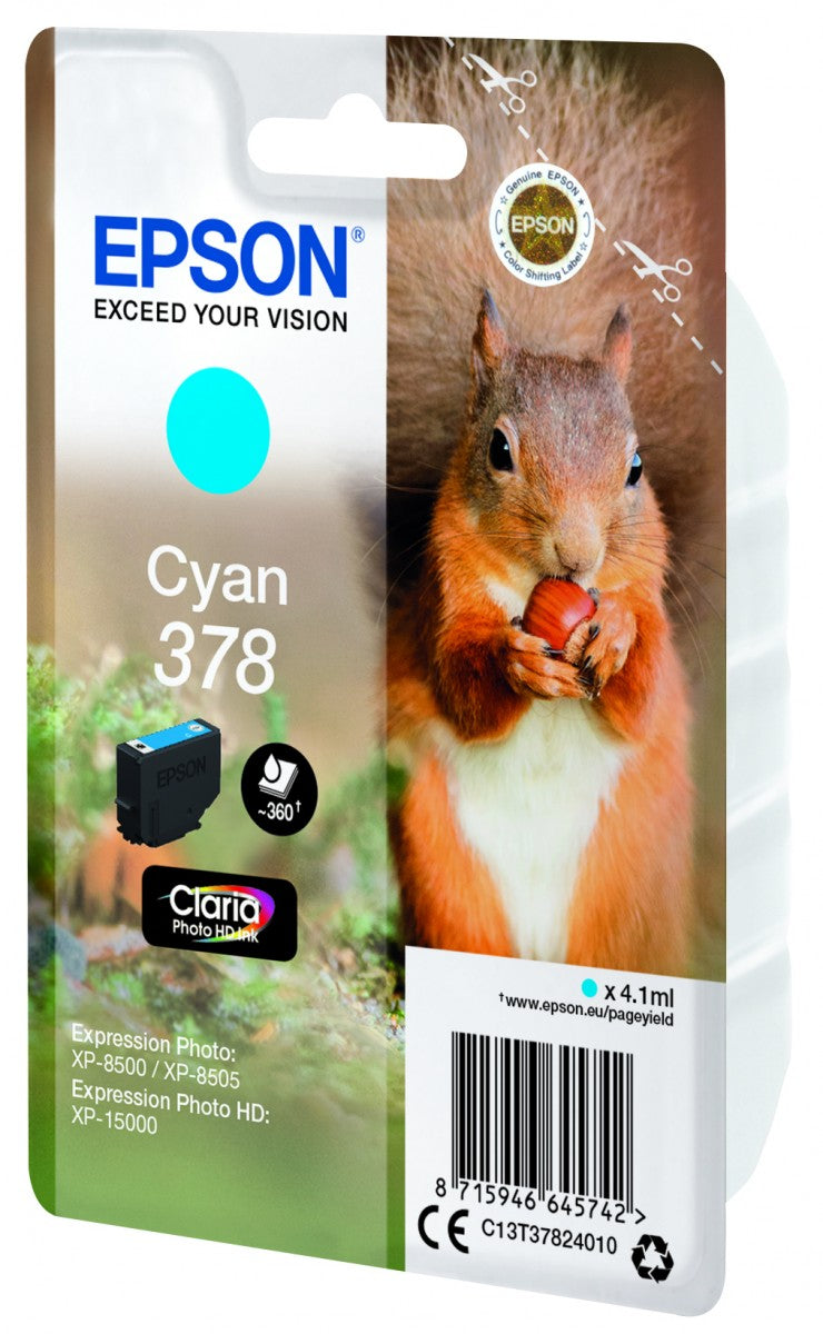 EPSON 1LB Singlepack Cyan 378 Eichhörnchen Clara Photo HD Ink