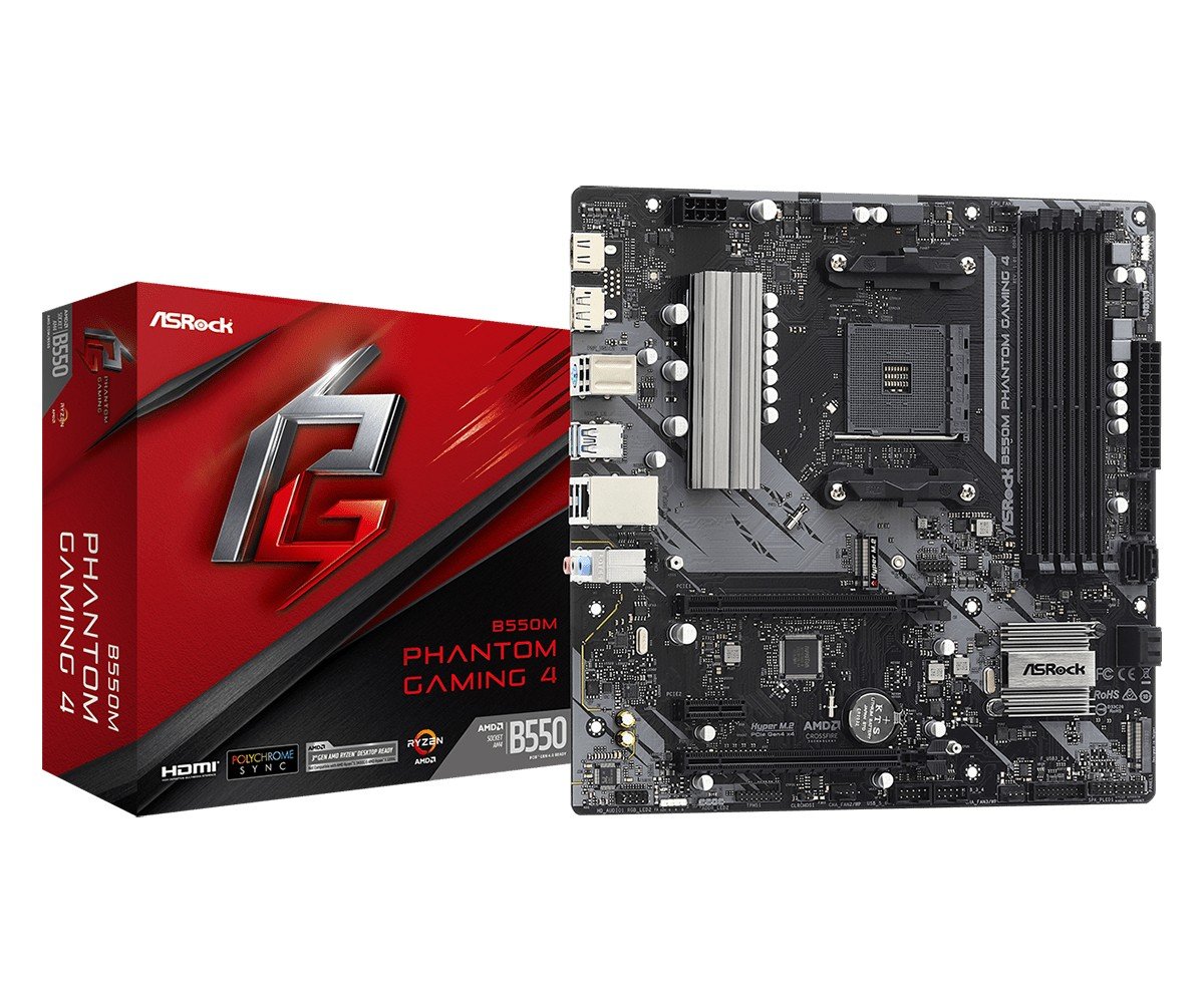 ASRock 90-MXBE90-A0UAYZ Carte mere B550M Phantom Gaming 4 avec socket AM4 et support DDR4