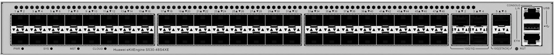 HUAWEI S530-48S4XE 48xGE SFP ports 4x10GE SFP+ ports 2x12GE stack ports with 1xAC power module eKit