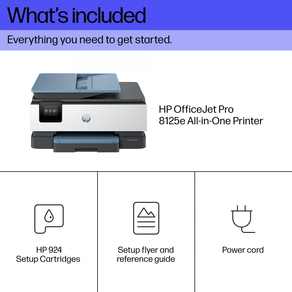 HP Officejet Pro 8125e All-in-One MFP colour inkjet A4 12ppm Copy 20ppm Print 225sheets USB Wi-Fi LAN dark surf blue