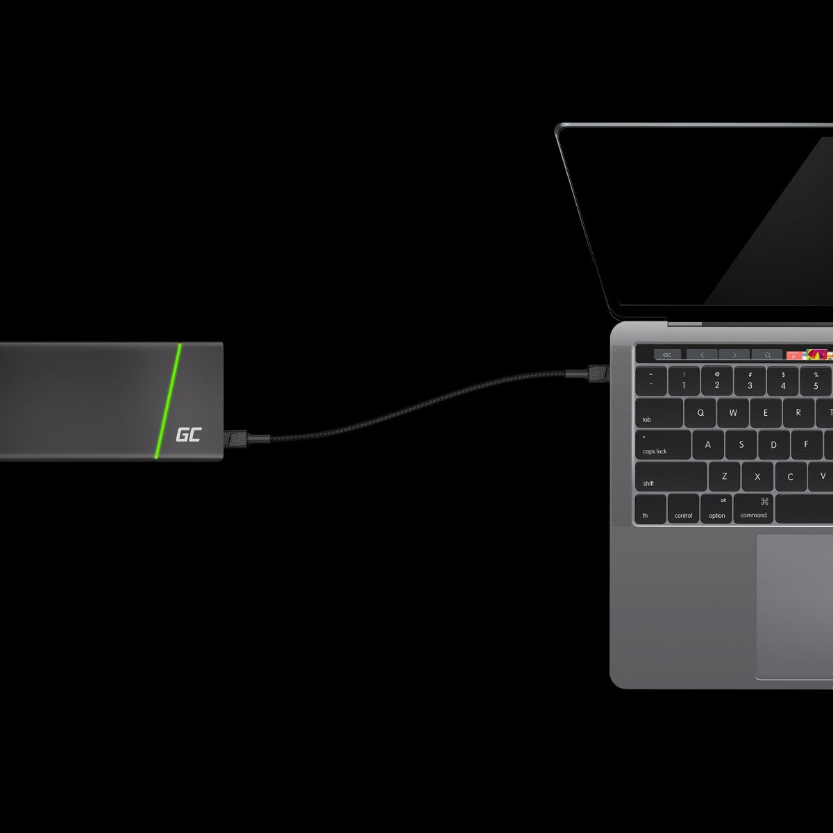 Green Cell KABGC30 câble USB 1,2 m USB 2.0 USB C Noir