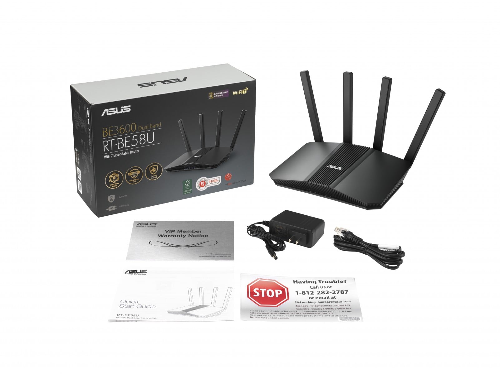 ASUS 90IG0910-MO3C00 Routeur de table Dual Band Wi-Fi 7 3600 Mbit/s Noir