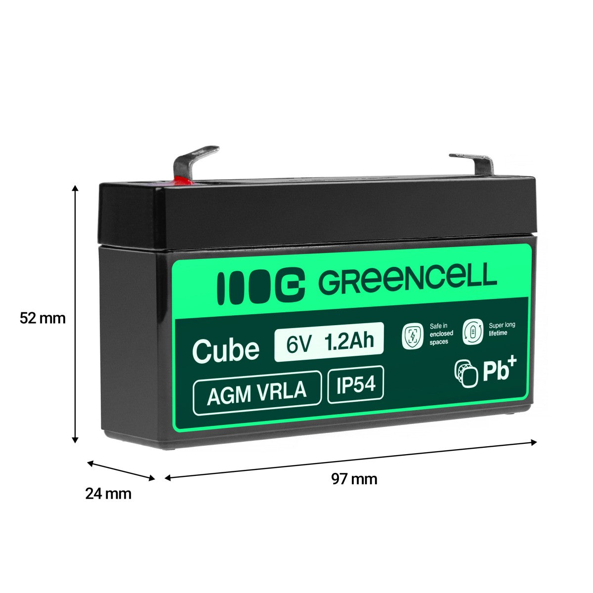 Green Cell AGM Battery Lead Acid VRLA 6V 1.2Ah for toys and alarms - Battery - Mono (D)