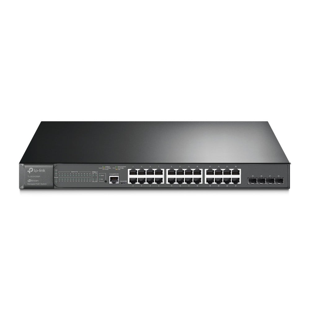 TP-Link JetStream TL-SG3428MP commutateur réseau Géré L2+ Gigabit Ethernet (10/100/1000) Connexion Ethernet, supportant l'alimentation via ce port (PoE) 1U Noir