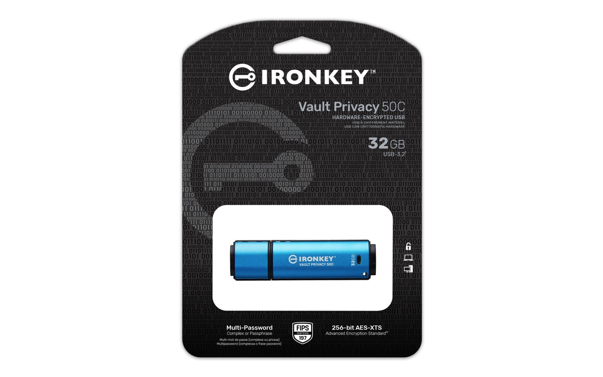 KINGSTON 32Go USB-C IronKey Vault Privacy 50C AES-256 Encrypted FIPS 197