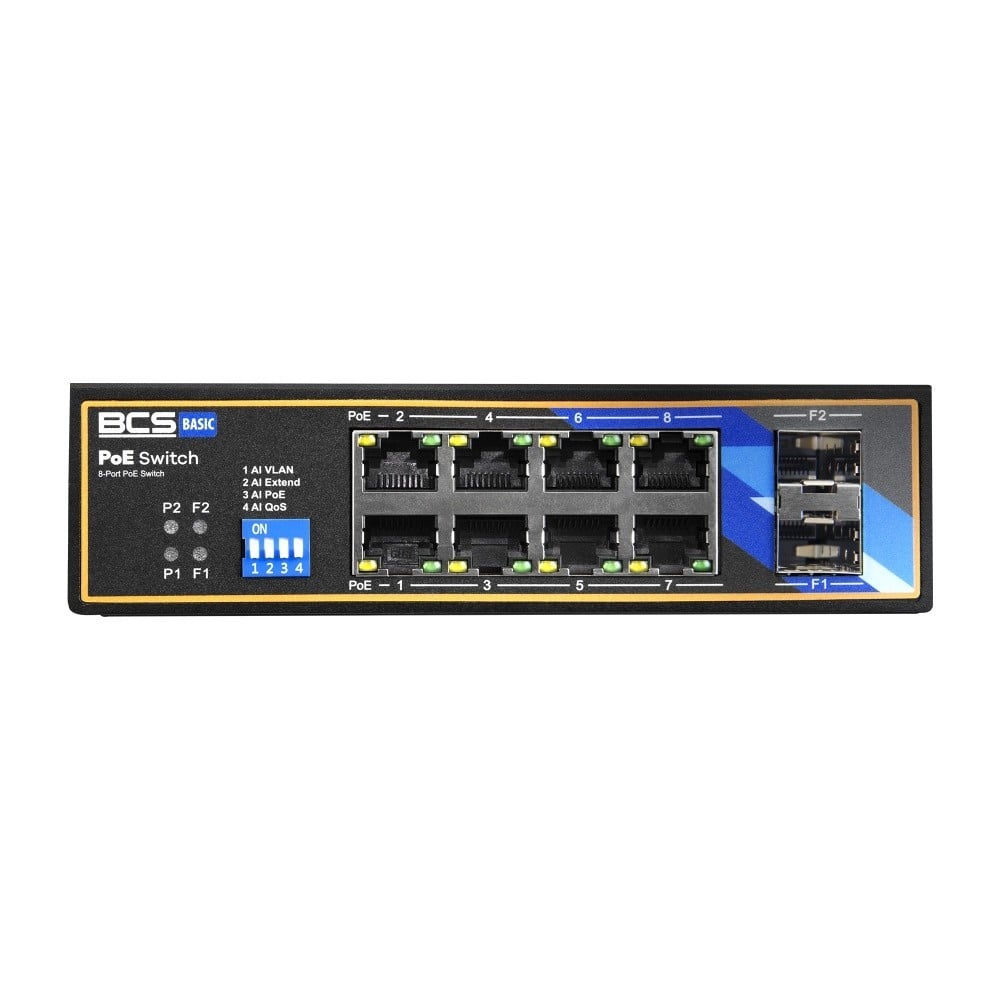 BCS BCS-B-ISP08G-2SFP Commutateur PoE industriel 8 ports sur rail DIN 1Gbps