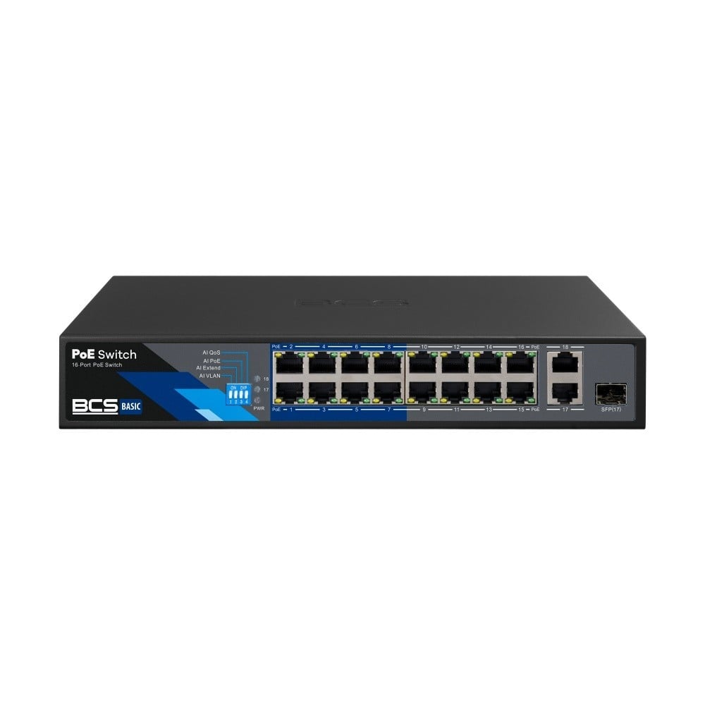 BCS BCS-B-SP1602G-1SFP Commutateur PoE 16 ports avec technologie exPoE 150W