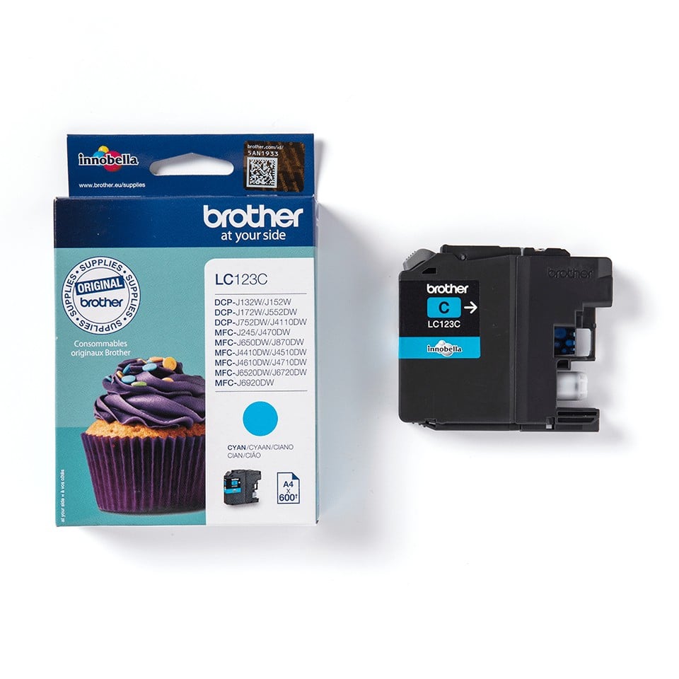 BROTHER LC-123 cartouche dencre cyan capacité standard 600 pages pack de 1