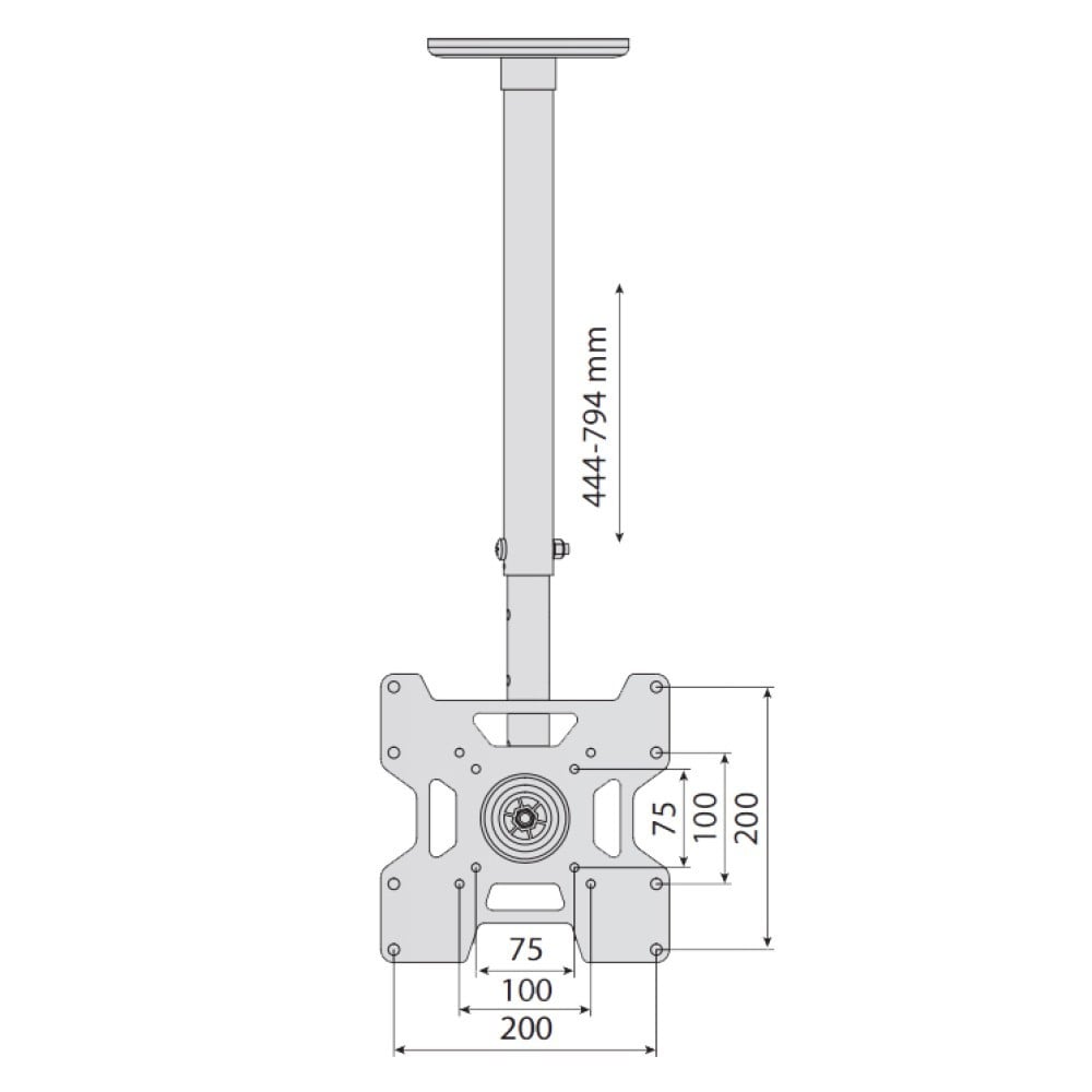 "Techly ICA-CPLB 906 Support de plafond pour TV 23-37"" LED/LCD 45kg réglable"
