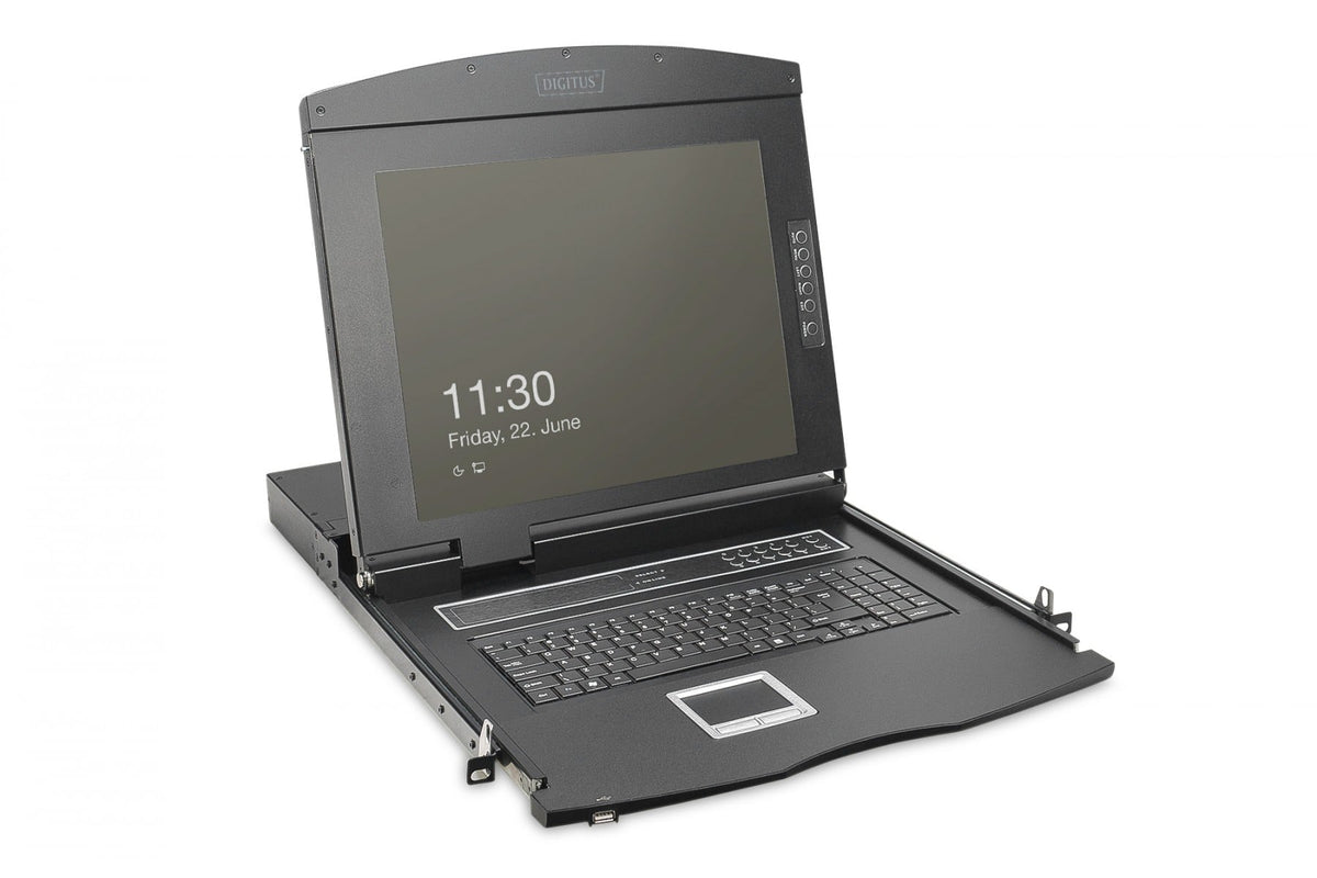 Console KVM modulaire 19'' HD TFT, 16 ports VGA, pavé tactile, clavier GE, noir