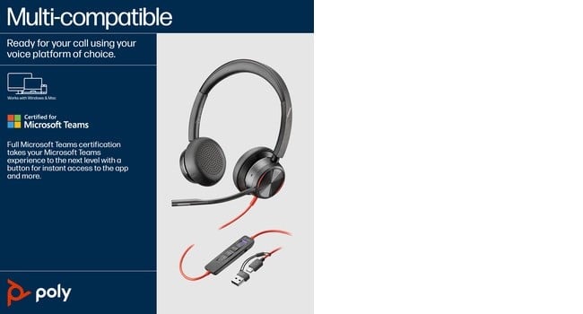 Poly BW 8225 Stereo -M USB-C HS+USB-C/A