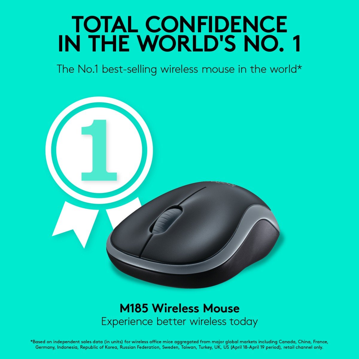 LOGITECH M185 Wireless Mouse - SWIFT GREY - EER2