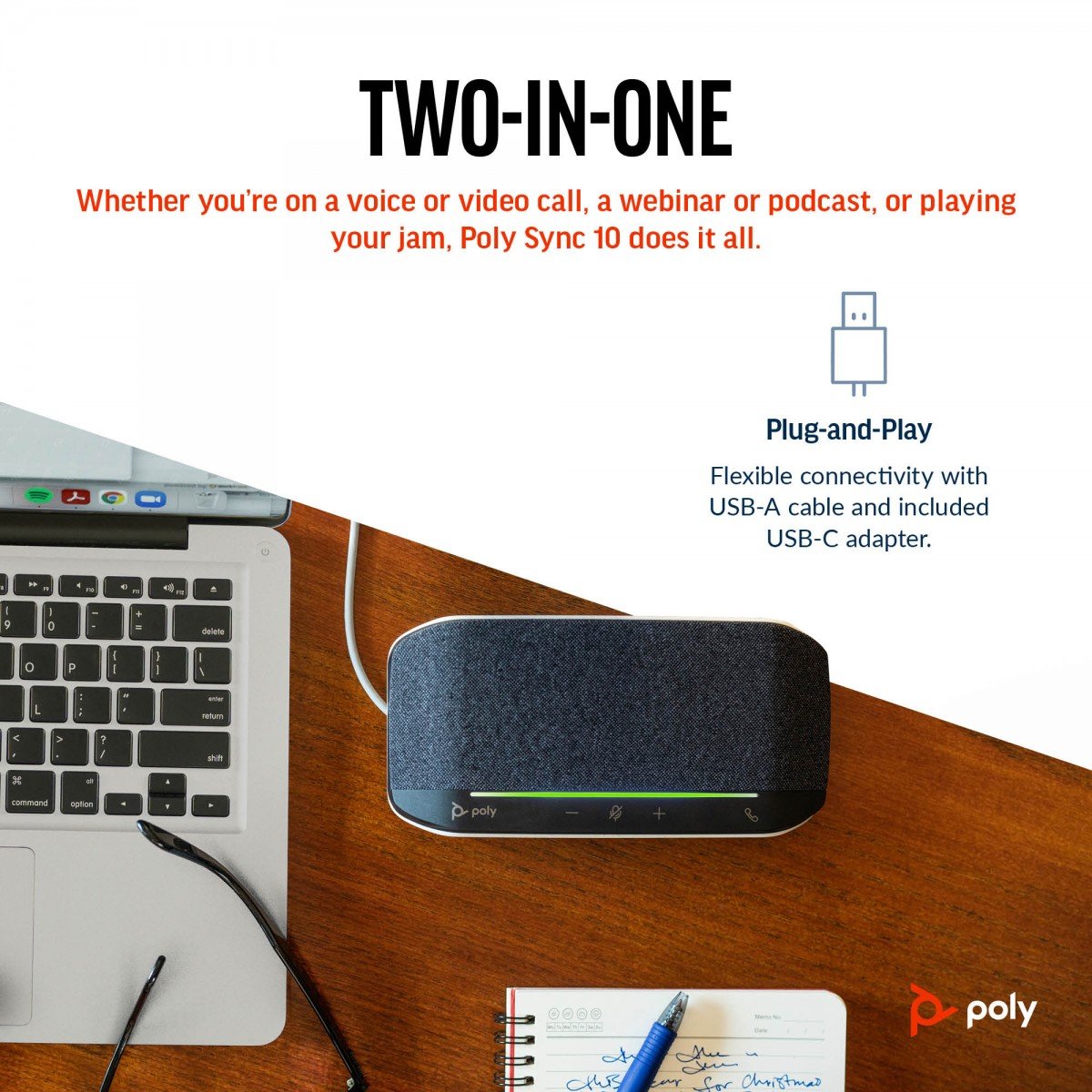 Poly Sync 10 USB-A USB-C Speakerphone