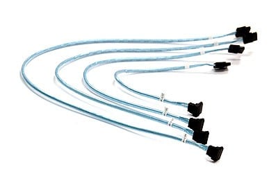 Supermicro 4 x Round câble SATA 0,43 m Noir, Bleu, Blanc