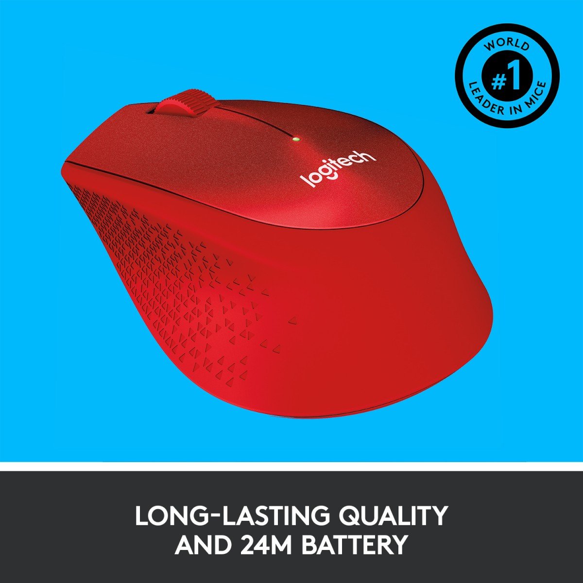 LOGITECH M330 SILENT PLUS Mouse 3 buttons wireless 2.4 GHz USB wireless receiver red
