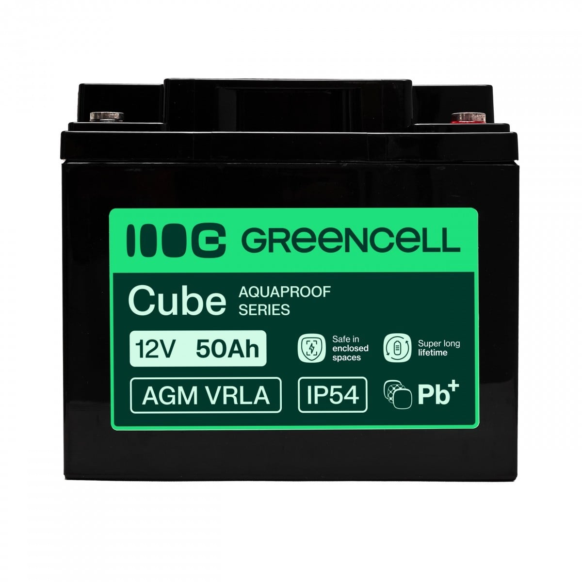 Batterie sans entretien Green Cell AGM VRLA 12V 50Ah pour alimentation UPS, dimensions (197x166x170mm)