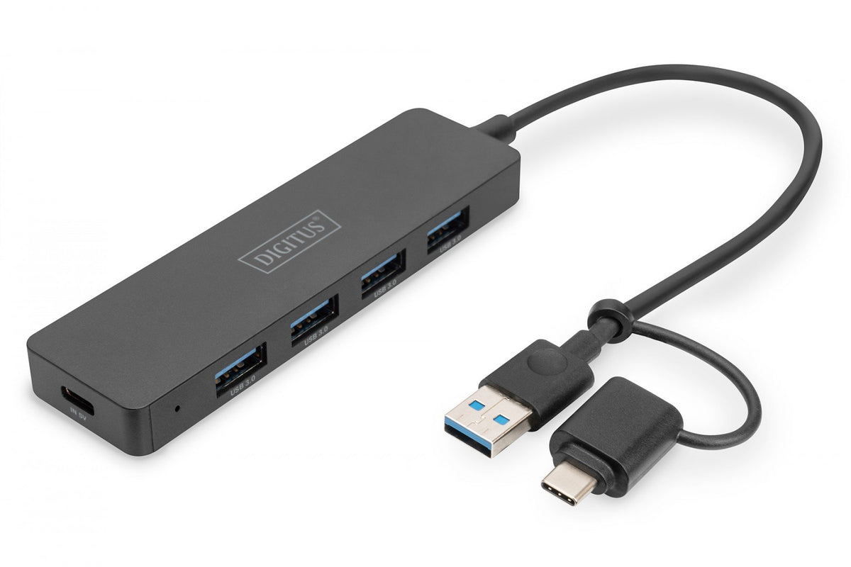 Digitus DA-70235 hub & concentrateur USB 3.2 Gen 1 (3.1 Gen 1) Type-A + Type-C 12000 Mbit/s Noir