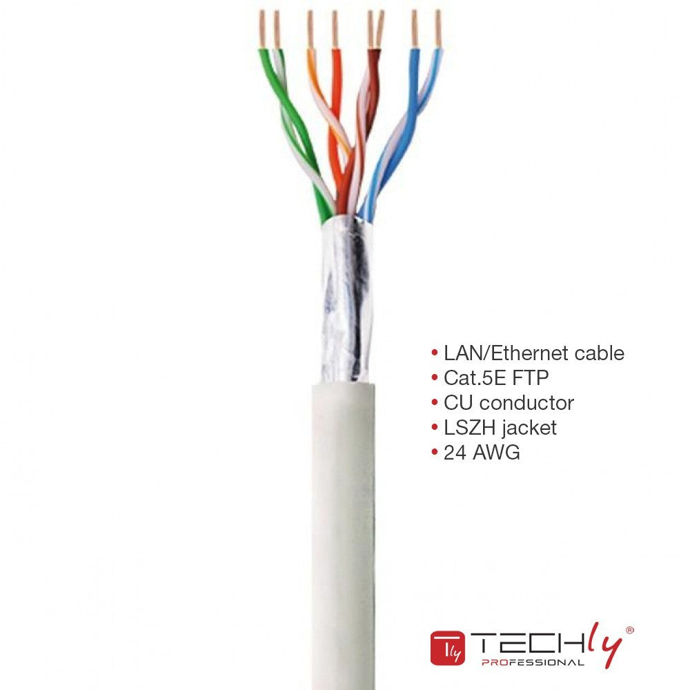 Câble Techly ITP-C5F-305-RIS Cat5e F/UTP LSZH 305m 100% CU Gris