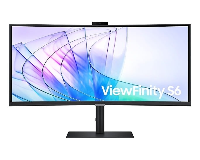 SAMSUNG ViewFinity S6 S34C652VAU Ecran incurvé 34p avec WEBCAM UWQHD 3440 x 1440 @100Hz VA 350cd/m² HDR10 5ms HDMI DP USB-C 90W HP