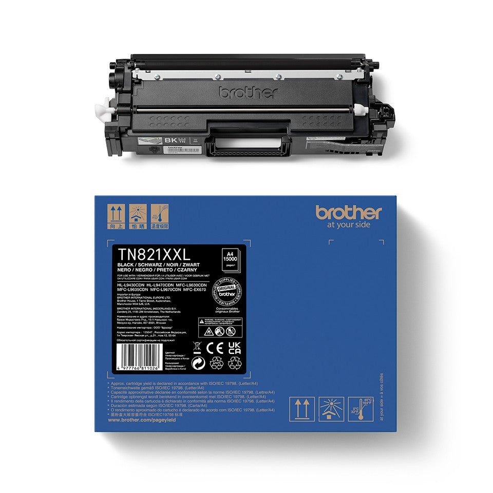 BROTHER TN-821XXLBK Ultra High Yield Black Toner Cartridge for EC Prints 15000 pages
