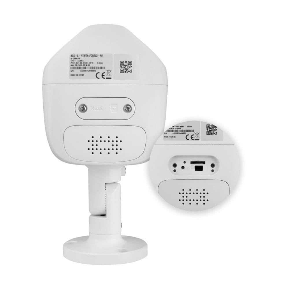 BCS BCS-L-PTIP2X4FCR2L2-Ai1 Caméra IP tubulaire 8MP avec vue panoramique et technologie NightColor