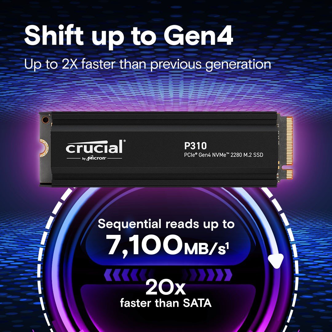 Crucial P310 1TB NVMe SSD w/heatsink
