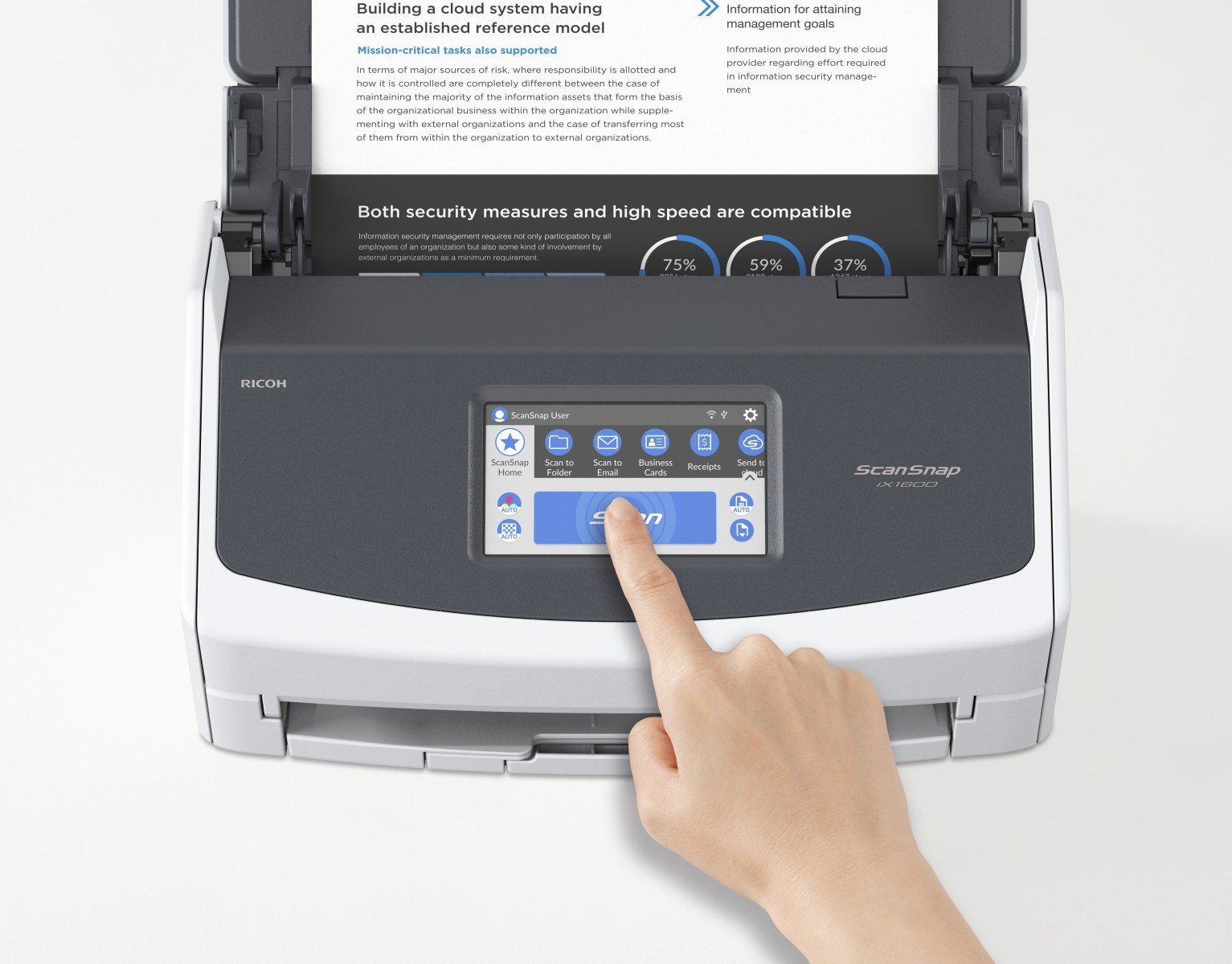Fujitsu ScanSnap iX1600 Numériseur chargeur automatique de documents (adf) + chargeur manuel 600 x 600 DPI A4 Noir, Blanc